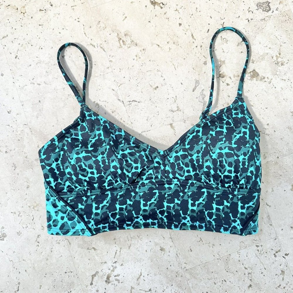 Marc by Marc Jacobs Cheetah Swim Bikini Top  Medium Teal Black - Picture 3 of 8